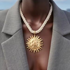 Anthropologe new adjustable Gold Sun Pendant Necklace